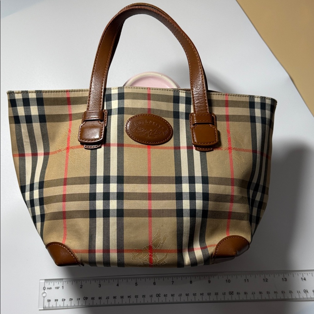 Burberry’s Vintage Beige and Brown Check Tote with COA